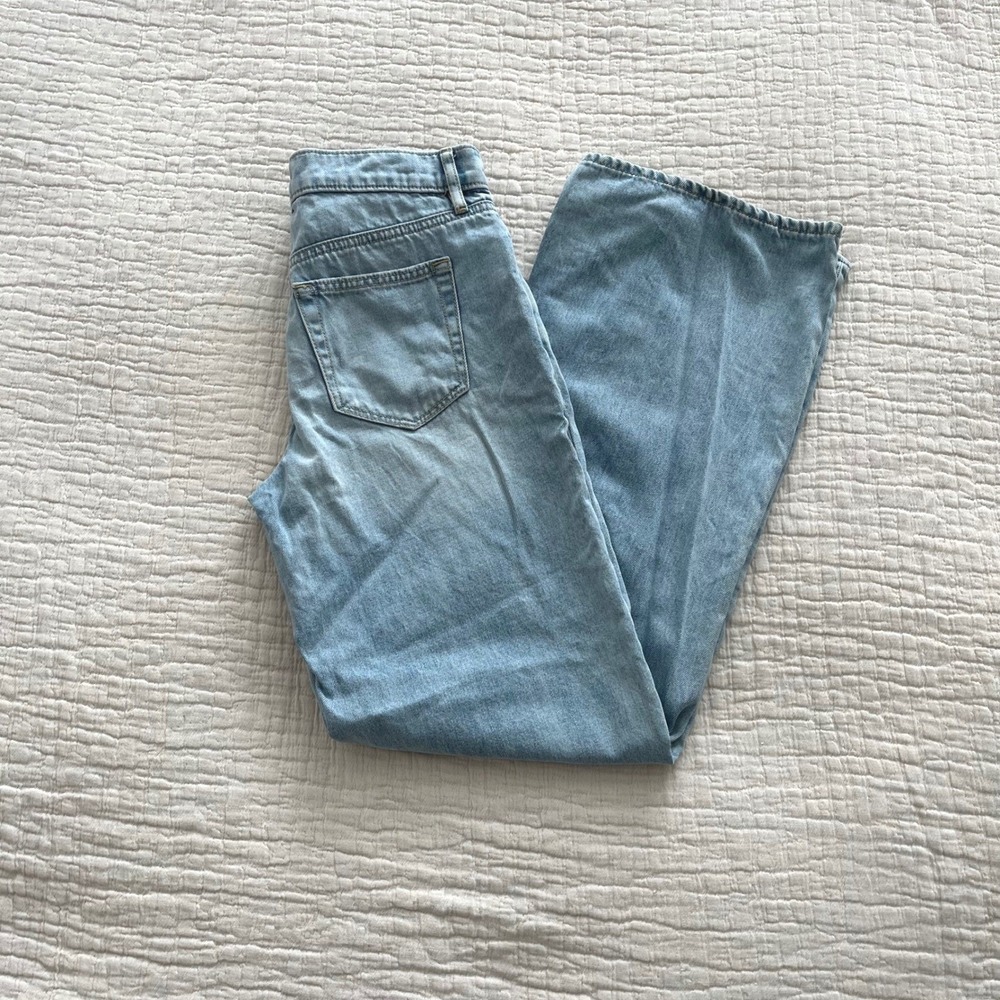 LOFT Mid Rise Wide Leg Jeans Womens Size 25 Classic Light Wash